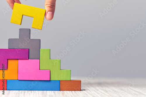 staircase wooden cubes. Business development concept. Concept of progress.