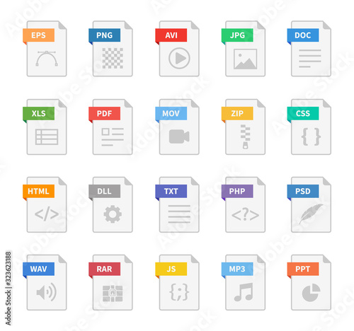 web file labels icon set Vector