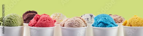 Large assortment of summer ice cream dessert