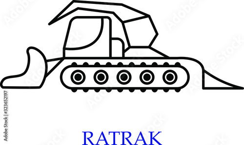 Special snow-grooming tracked machine used to prepare snow slopes and courses.Ratrak. Snowcat. Vector icon