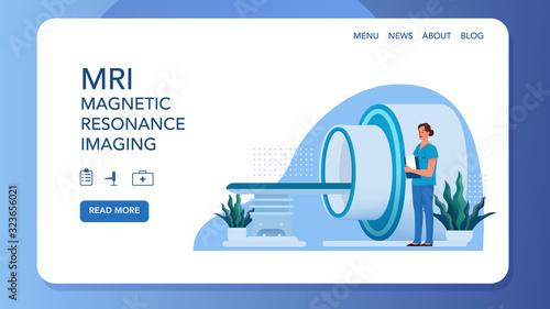 MRI clinic website banner concept. Medical research and diagnosis.