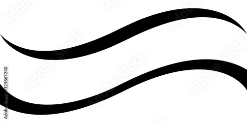Curved calligraphic line strip, vector, ribbon like road element of calligraphy gracefully curved line