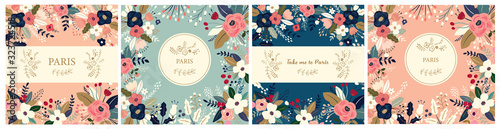 Beautiful collection of floral patterns. Holiday flower patterns for cards, invitations, package design