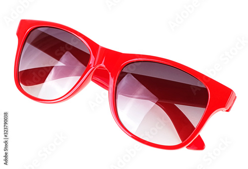 Sunglasses eyewear isolated on a white background. Red sun glasses.