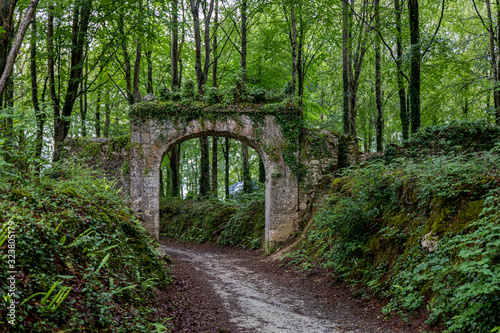 Lost arch in mystic green irish forest