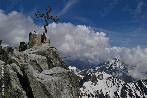 Gerlach, krzyż na szczycie, najwyższy szczyt Tatr, Słowacja