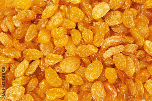 closeup of golden sultana raisins