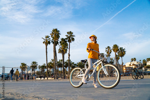 Young woman with bike in Los Angeles