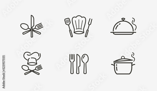 Cooking icon set vector. Culinary, restaurant, cuisine symbol or logo