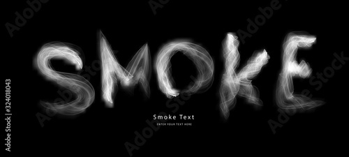 Abstract smoke letter text art smoky pen brush effect.