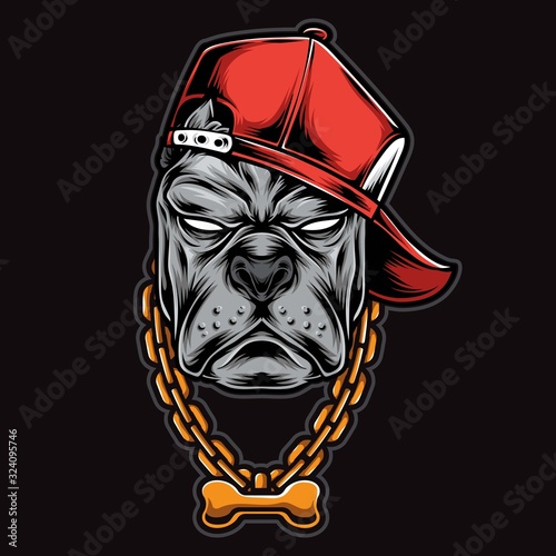 gangster pitbull head vector logo
