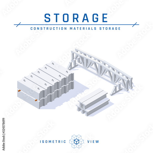 Concrete storage in isometric view, vector icon