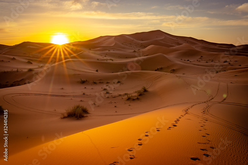 Sunrise in Sahara desert, Morocco