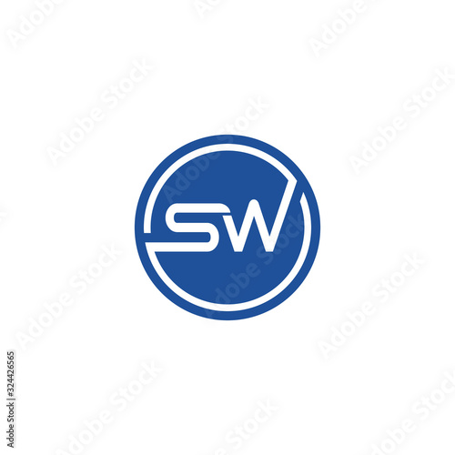 modern line sw letter with circle concept logo design inspiration