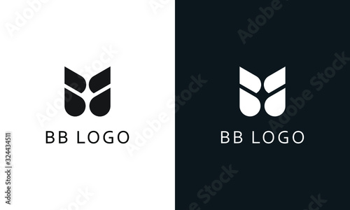 Minimalist abstract line art letter BB logo. This logo icon incorporate with two abstract round triangle in the creative way.