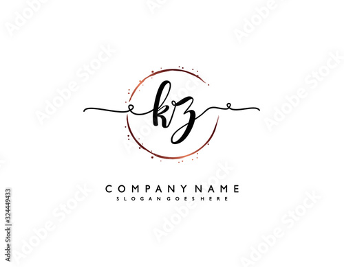 letter KZ ZKminimalist feminine handwriting logo. vector design of wedding invitation badges, fashion, beauty,