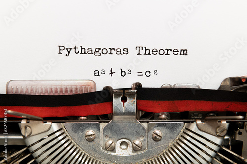 Pythagoras theorem written on paper with typewriter