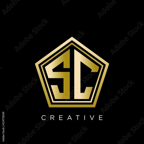 sc pentagon logo design vector icon