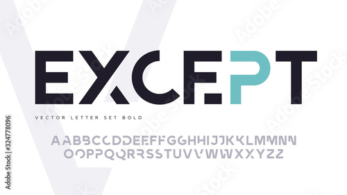 Contemporary geometric uppercase letter set, vector alphabet, typography