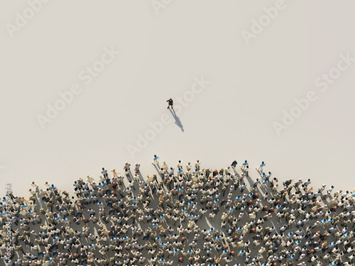 crowd and leader, top view