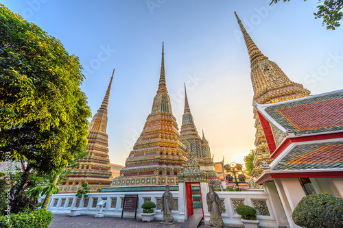 Wat Pho Temple, official name is Wat Phra Chetuphon Wimon Mangkhalaram Rajwaramahawihan, known as Temple of the Reclining Buddha located South of the Grand Palace (Bangkok, Thailand)