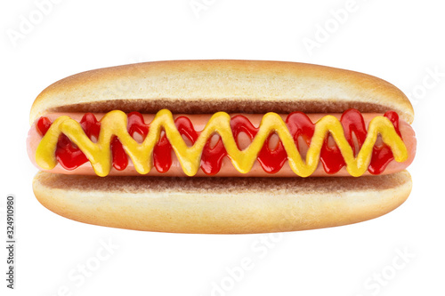 Delicious hot dog, isolated on white background