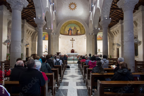 Nazareth, Israel, January 26, 2020: Interior of the church of St. Joseph in Nazareth
