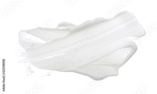 Abstract acrylic white color smear brush stroke. Isolated on white background.