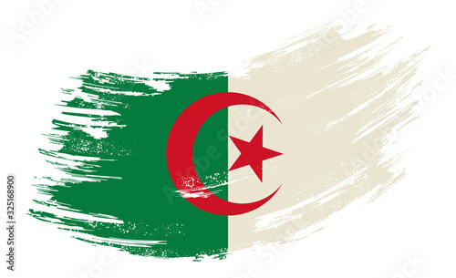 Algerian flag grunge brush background. Vector illustration.