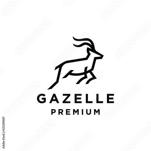 impala gazelle logo run jump lone outline simple minimal icon vector abstract deer antelope