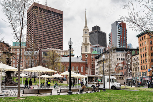 People at Boston Common public park in downtown Boston America