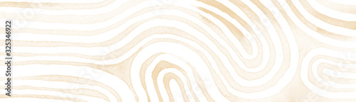 Beige abstract stripes watercolor horizontal background. Inspired by tribal body paint. Raster banner template.