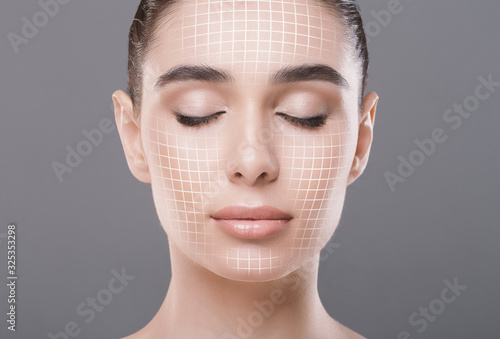 Cose up portrait of attractive woman with closed eyes