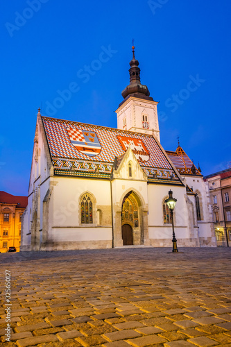 Croatia, city of Zagreb, st. Mark's Church on Upper Town in the night