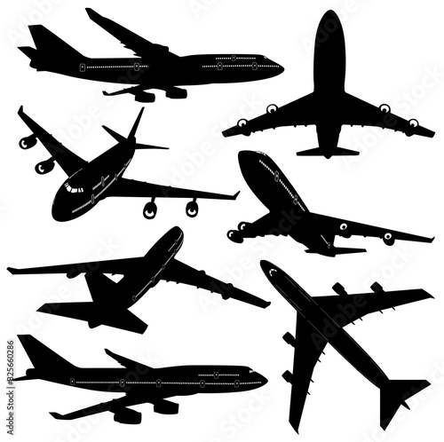 Collection of airliner silhouettes with details