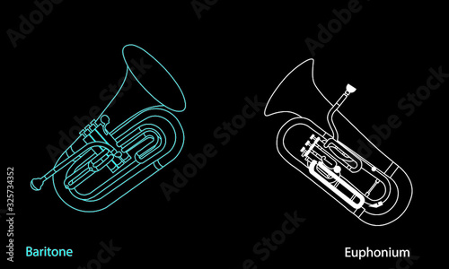 Outline baritone and euphonium ensemble on a black background