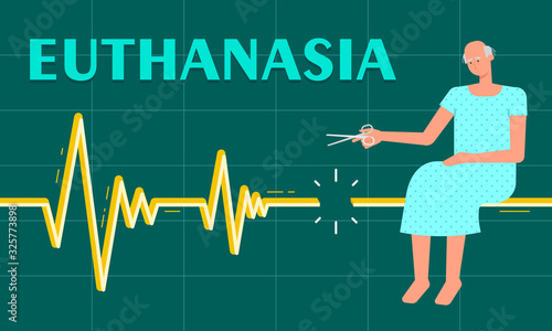 Vector illustration of a man who decided to use euthanasia