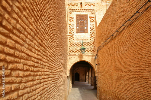 The historical medina of Tozeur (Ouled el Hadef), Tunisia, decorated with patterns of bricks and arcades 