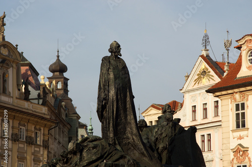 Prague (Czech Republic). Monument to John Hus in the Old Town Square of Prague (Staromestské námestí)