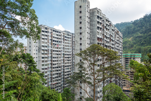 Huge apartment complex in the Paya Terubong, a suburb of George Town on the island of Penang. The complex comprises 2115 units housed within 9 blocks of 23 stories each
