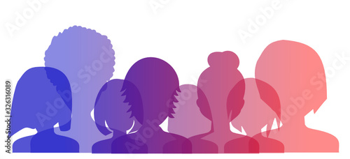 Silhouettes de visages féminins multicolores