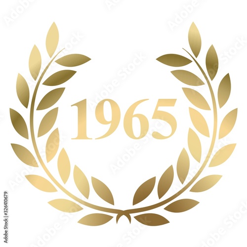 Year 1965 gold laurel wreath vector isolated on a white background 