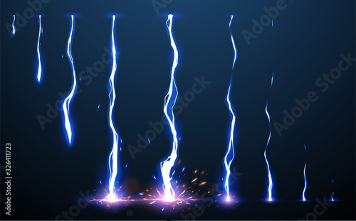 Lightning animation set with sparks