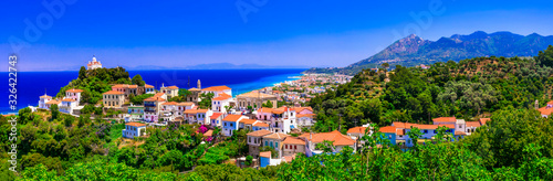 Wonderful scenery of Greece - beautiful island Samos. View of Karlovasi old village