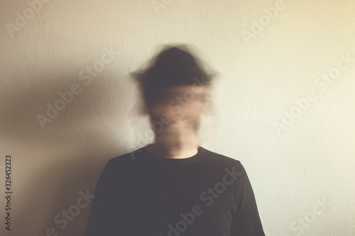 blurred man portrait, surreal identity concept