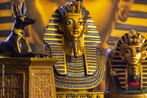 Statues of tutankhamun and mythology jackal inpu 2