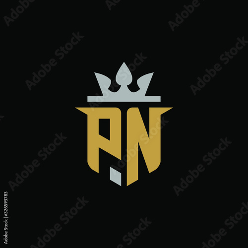 Initial Letter PN with Shield King Logo Design