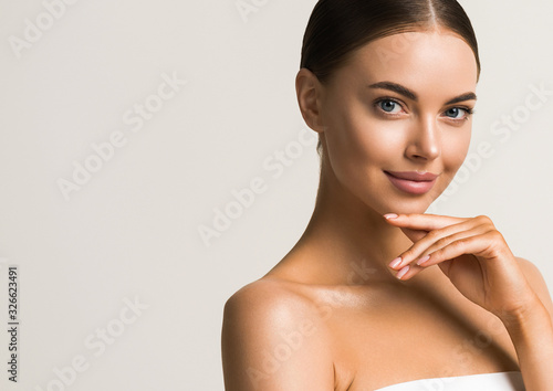 Beautiful woman healthy skin natural make up 