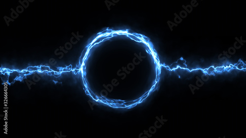 Electric Scifi Plasma Ring Fx Background/ Illustration of a scifi fantasy electric plasma ring background with electric neon strokes