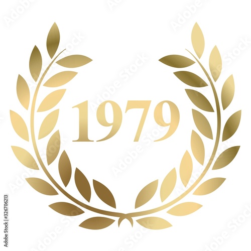 Year 1979 gold laurel wreath vector isolated on a white background 
